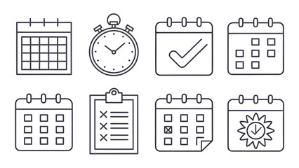 Minimalist icons for time management and organization tools