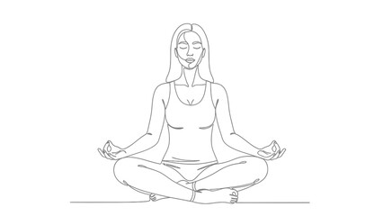 Obraz premium Woman meditating in lotus position with eyes closed and serene expression