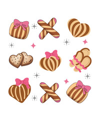 Cute Heart Cookies and Churro XOXO Sweet Bakery Illustration