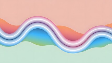 Abstract Multi Layered Wavy Lines with Pastel Color Palette