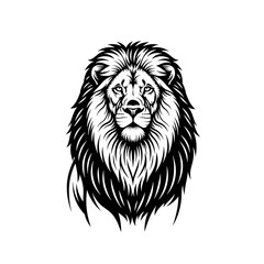 Fototapeta premium Majestic lion head silhouette isolated on white background, illustration