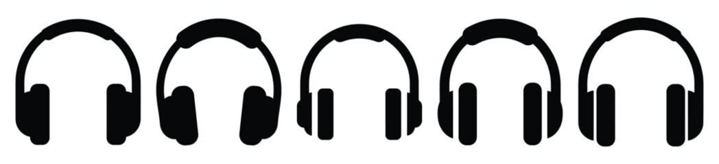 Isolated headphones audio on the white background. © Pallobroy