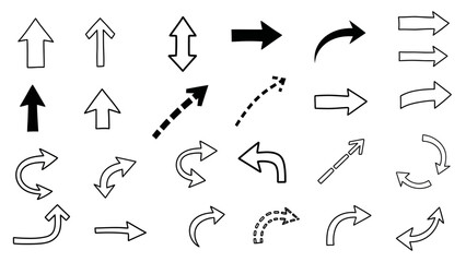 Hand drawn arrow vector set, direction indicator design elements, graphic collection