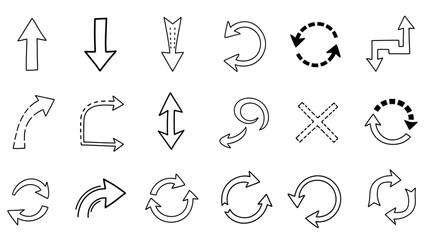Hand Drawn Doodle Arrows Collection: A Set of Directional Symbols for Design Projects