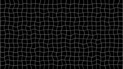 Abstract black and white wavy grid background animation. Black background with animated waving white wireframe grid line fit for alpha channel or overlay layer - Powered by Adobe