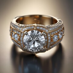  ring features a large center stone and diamond 