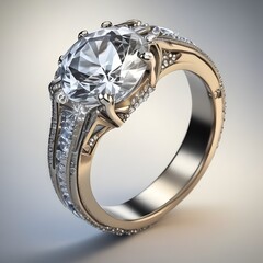  ring features a large center stone and diamond 