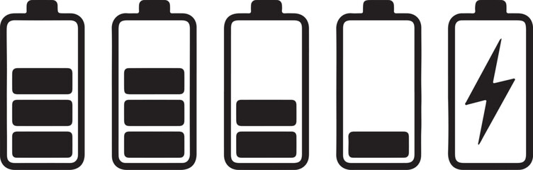 Battery level icons with different charge levels