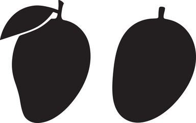 mango silhouettes with leaf and stem