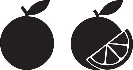 Minimalist Citrus Fruits in Silhouette Style