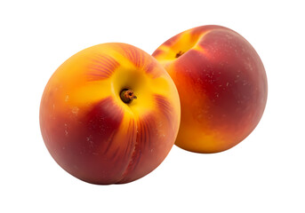 Two vibrant peaches on black background