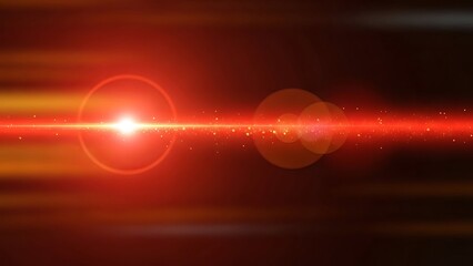 Vibrant red light streaks across a dark abstract background, featuring a prominent lens flare effect and glowing horizontal beams, creating a dynamic and energetic optical display