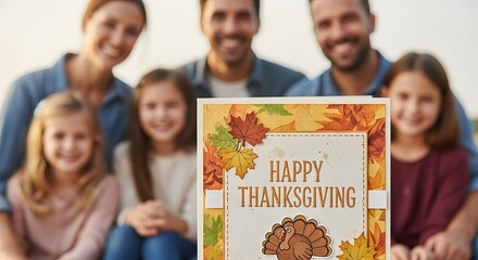 Joyful family celebrates thanksgiving with warmth and holiday spirit autumn leaves