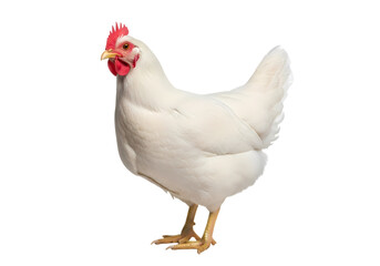 Majestic white chicken standing alone