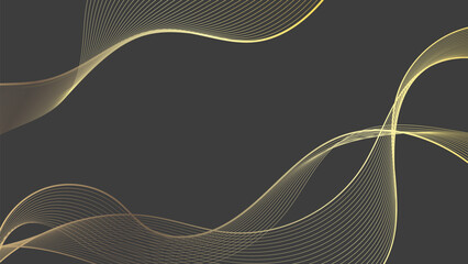 Abstract Golden Wave Lines  Luxury Dark Background Design