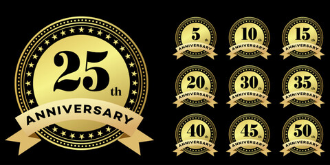 Set of Anniversary Medals 5, 10, 15, 20, 25, 30, 35, 40, 45, 50  Luxury Design Collection