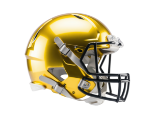 Golden football helmet representing sport and competition
