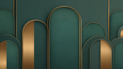 Neo deco green and gold geometric background