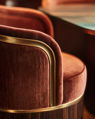 Neo deco furniture detail with velvet and brass