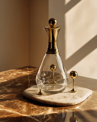 Neo deco still life with brass glass and marble