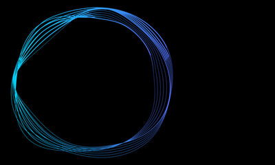 Abstract Blue Circular Lines on Black Background  Technology Concept