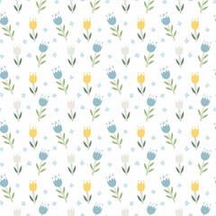 Ditsy Tulip Floral Pattern seamless botanical pattern
