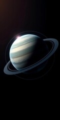 A stylized, minimalist depiction of a planet with atmospheric rings in a circular orbit, representing celestial bodies and space exploration,  circle,  universe