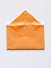 A solitary, folded vellum envelope with an unsealed flap,  clean,  stationery