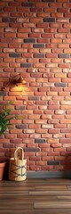 A warm, inviting brick wall, perfect for a cozy or rustic setting,  old,  old-fashioned