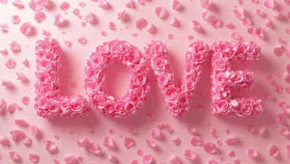 Fototapeta premium Love Text Made of Roses