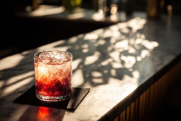 カウンターに置かれたカクテルと影の形