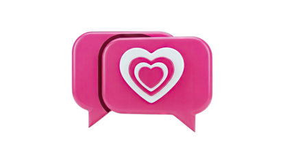 Love Message Bubbles with Hearts on White Background