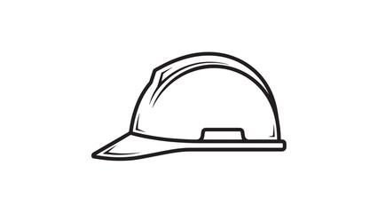 Minimal line illustration of a construction safety hard hat for industrial use.