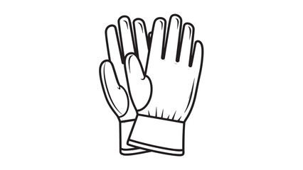 Fototapeta premium Sketch of Protective Winter Gloves in Black and White Line Art Illustration.