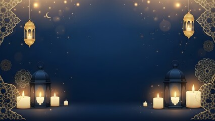 Islamic holiday greetings in shades of blue