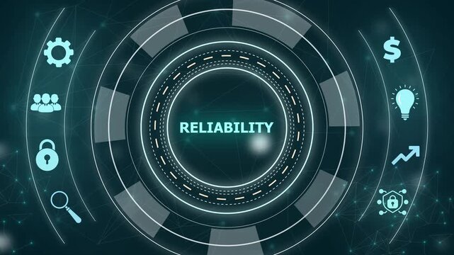 Animated digital diagram displaying the concept of reliability in business strategy