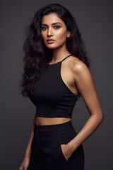 Fototapeta premium Striking Portrait of a Confident Woman in Black