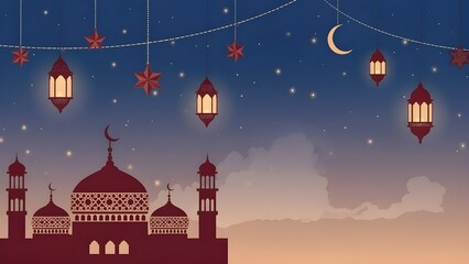vector illustration of a mosque with colour maroon 