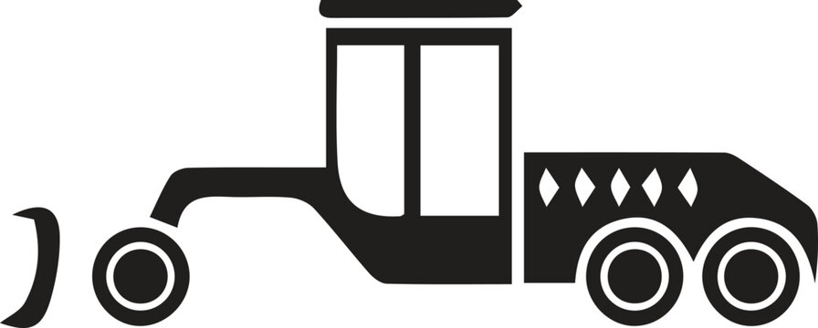 Road grader heavy equipment icon black and white