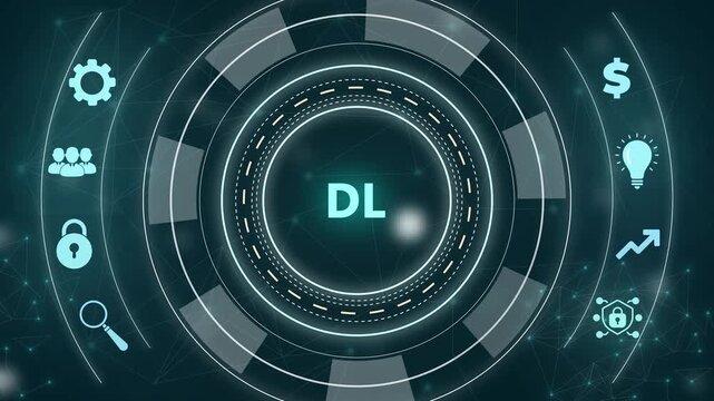 DL concept with icons and with gears on dark background deep learning artificial intelligence