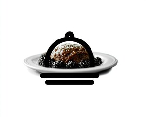 Dish and meal icon in outline vector style, editable stroke