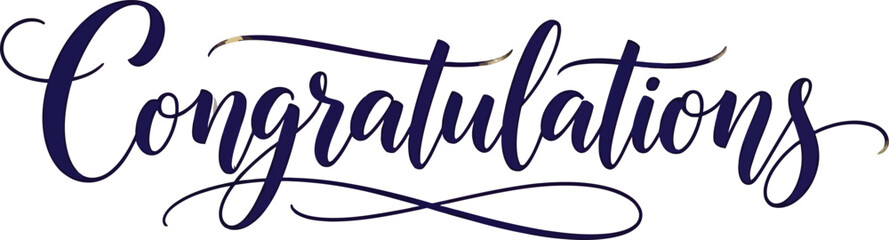 Obraz premium Elegant calligraphic 'Congratulations' in sophisticated script with subtle golden sparkle. Perfect graphic design for celebrating achievements, graduations, and joyous milestones