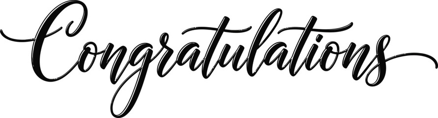Fototapeta premium Congratulations handwritten script word art design element on a white background