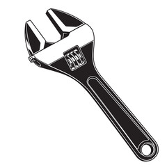 Obraz premium Illustration of an adjustable wrench tool isolated on white background.