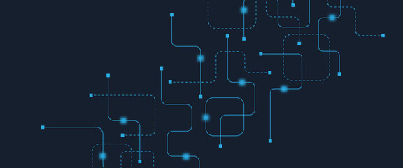 Obraz premium Abstract digital AI circuit board background with tech icons. Digital technology motherboard texture design. Engineering circuit board concept for poster, header, banner, website, presentation