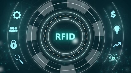 Radio Frequency Identification RFID Business Strategy Concept with Icons and with gears RFID - Powered by Adobe