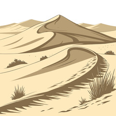 Desert hills with smooth erosion curves and sparse vegetation ©  AMINA 1122