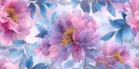 Soft Watercolor Floral Pattern With