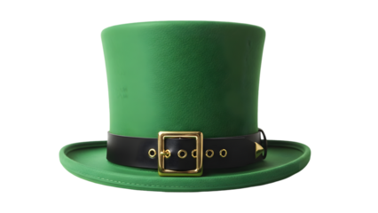 St patrick's day green top hat isolated on transparent background