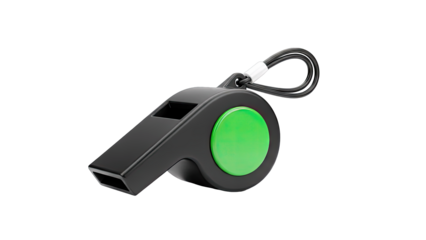 Black and Green Whistle Isolated on White Background